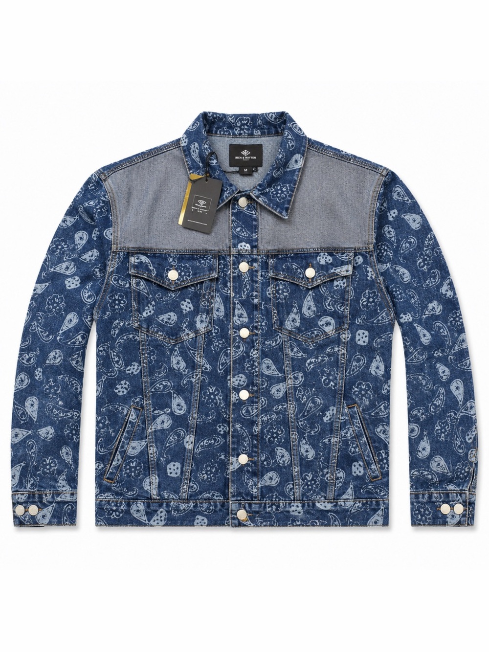 Paisley Print Denim Trucker Jacket NWT Size M